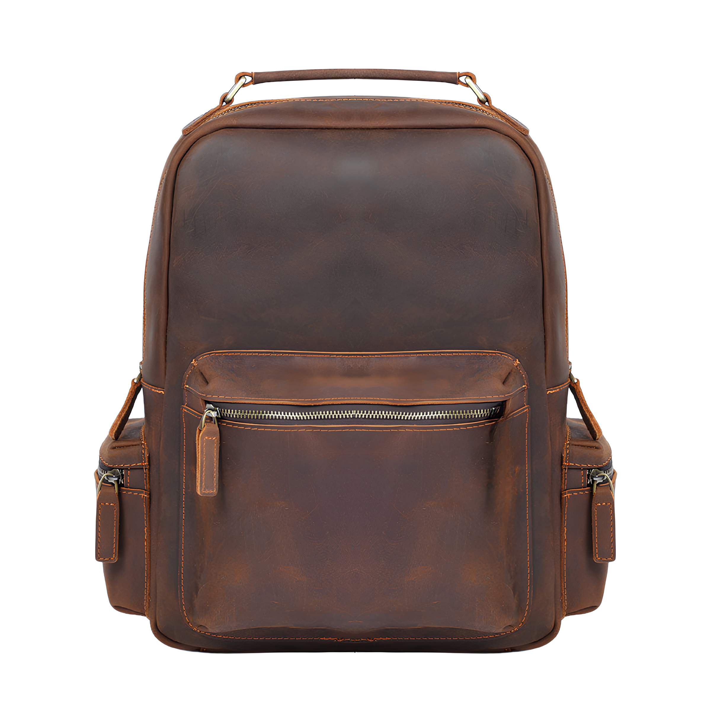 Sac à dos souple effet cuir café pour femme