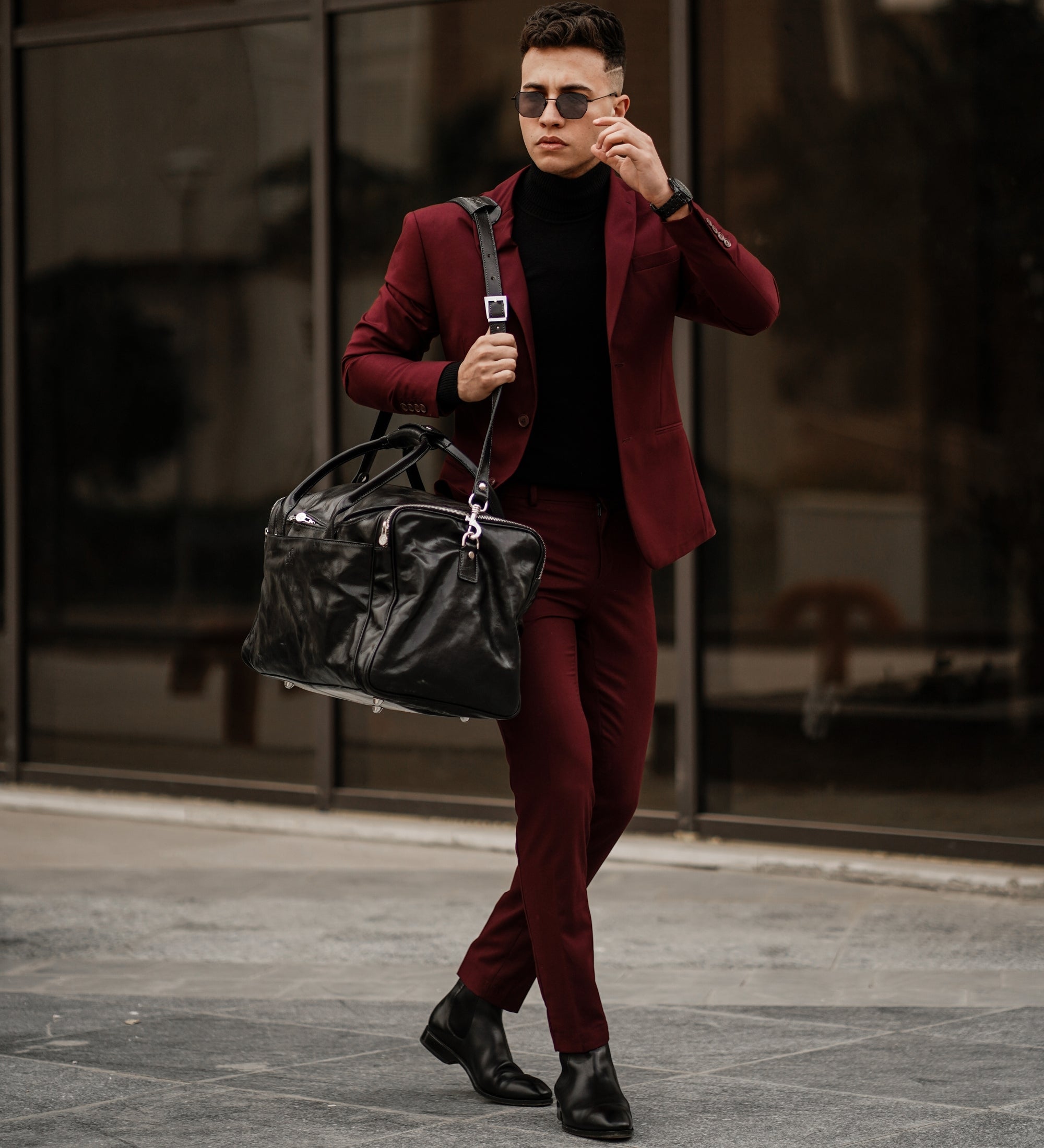 Grand sac de voyage effet cuir italien-10