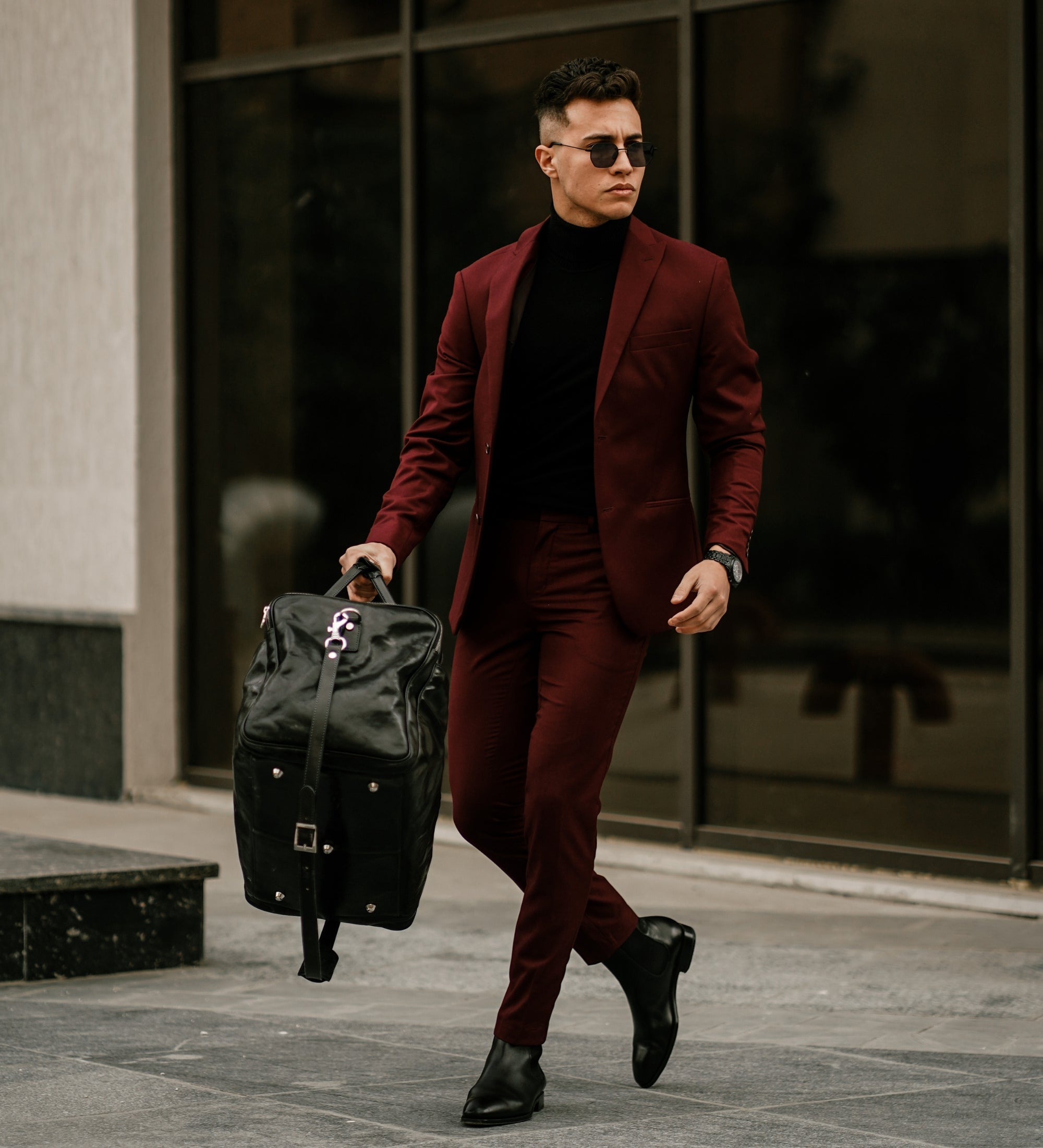 Grand sac de voyage effet cuir italien-12