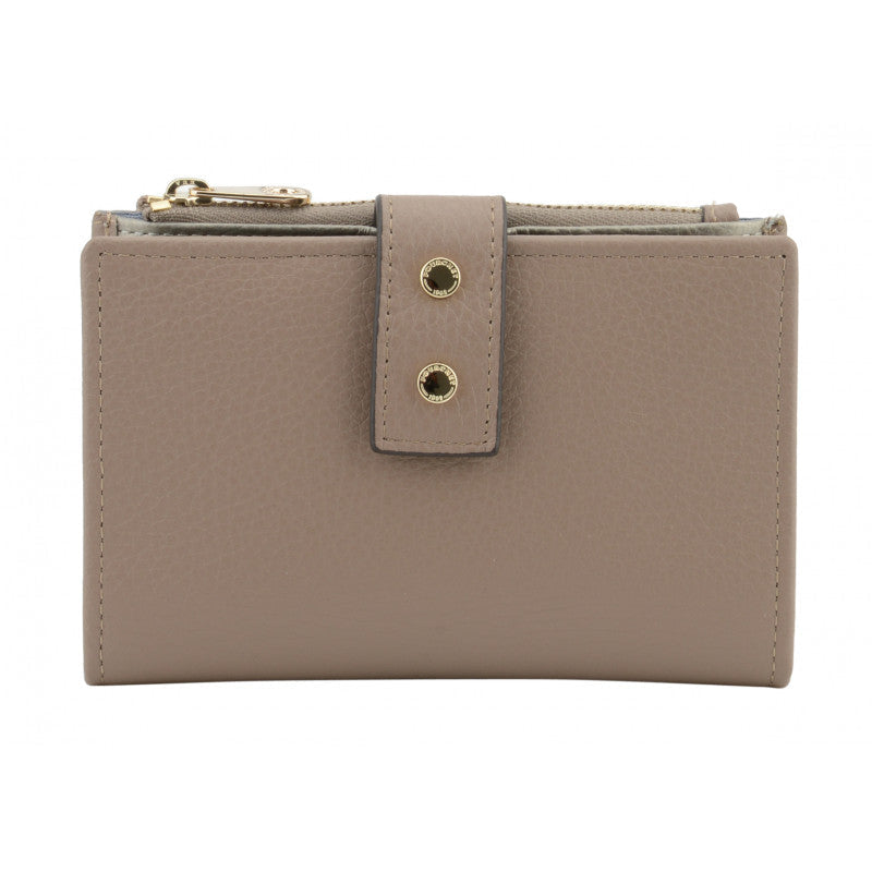 Portefeuille effet cuir taupe pour femme-1