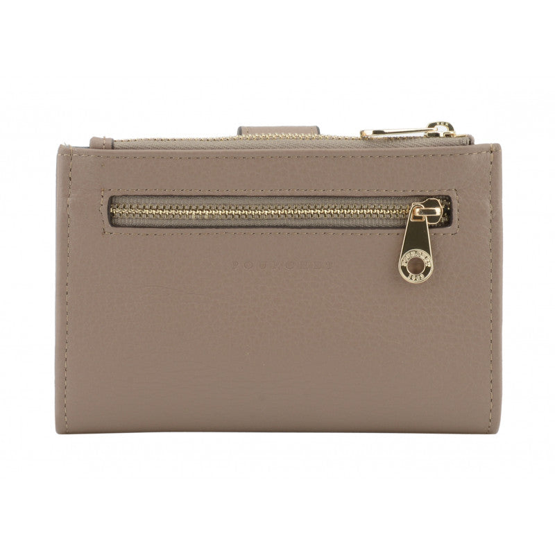 Portefeuille effet cuir taupe pour femme-3
