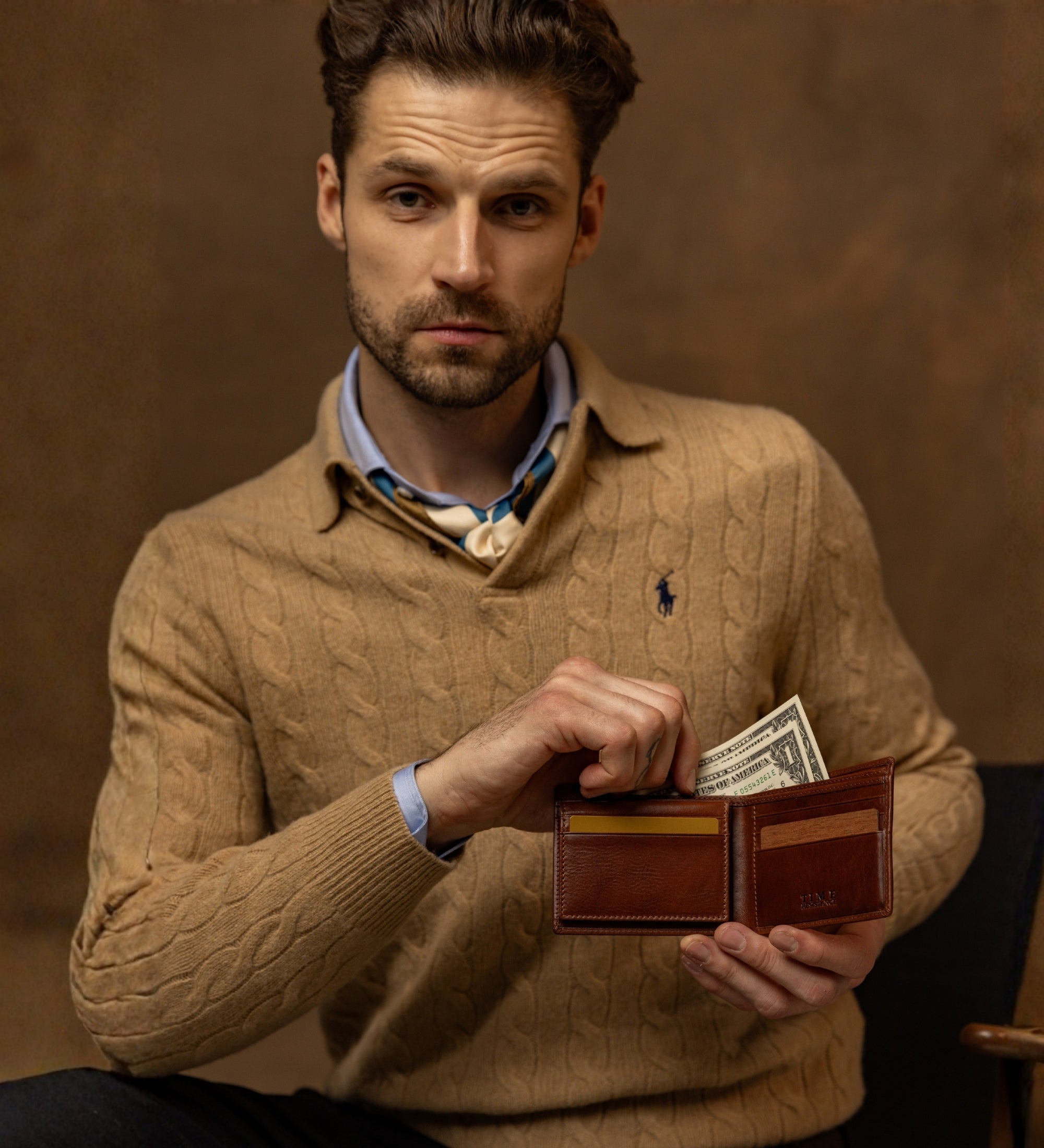 Portefeuille pliant effet cuir grainé pour homme-20