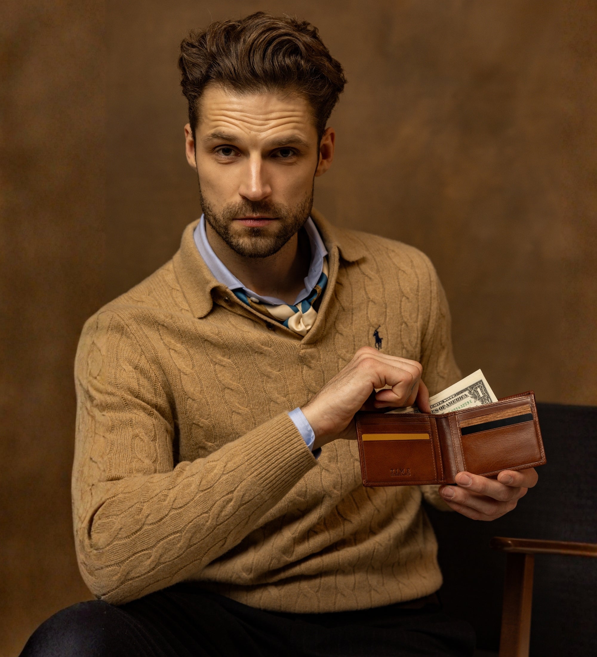 Portefeuille pliant effet cuir vintage pour homme-23