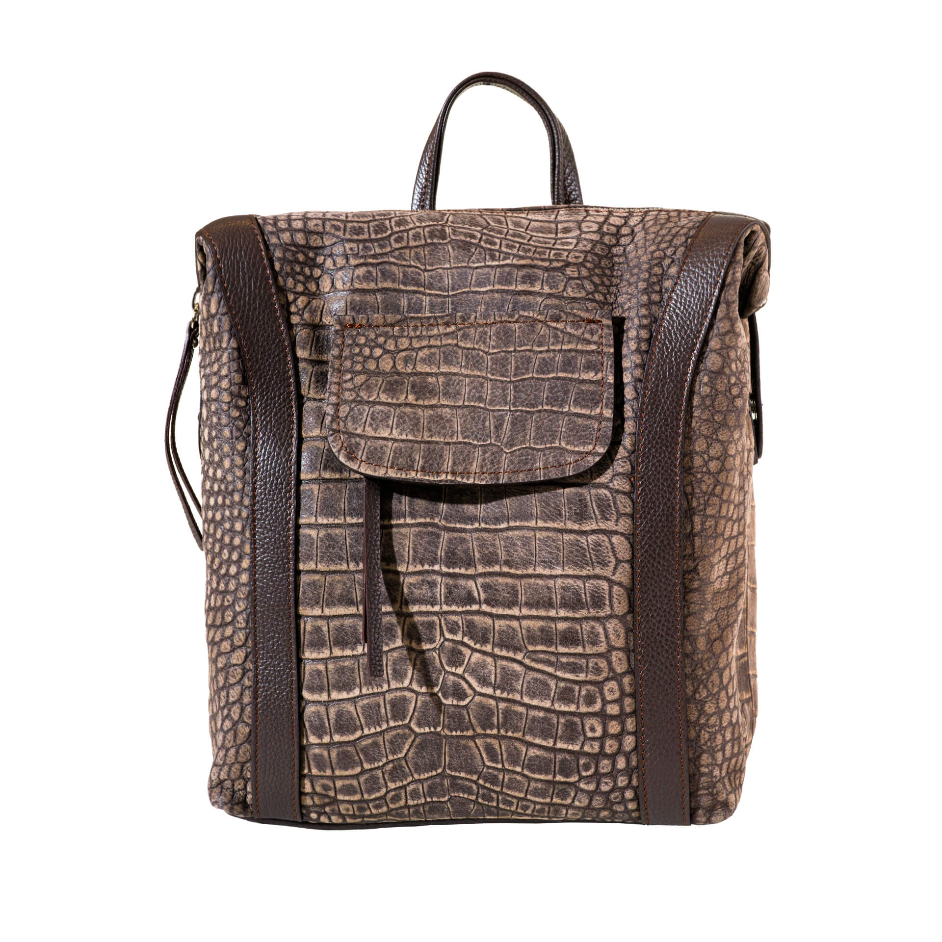 Sac à dos chic effet cuir café pour femme-1