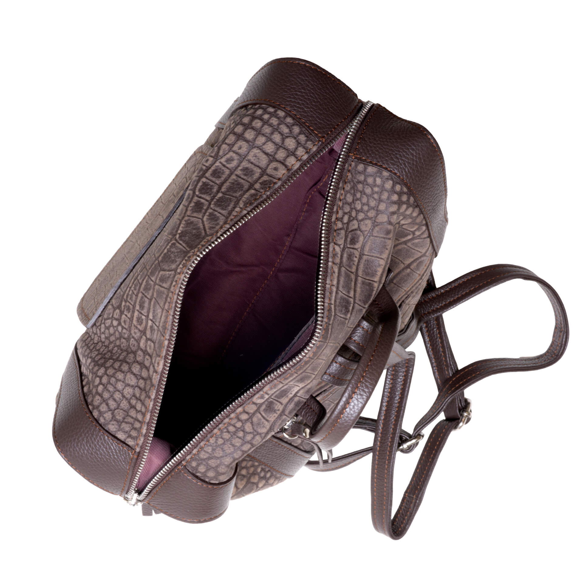 Sac à dos chic effet cuir café pour femme-3