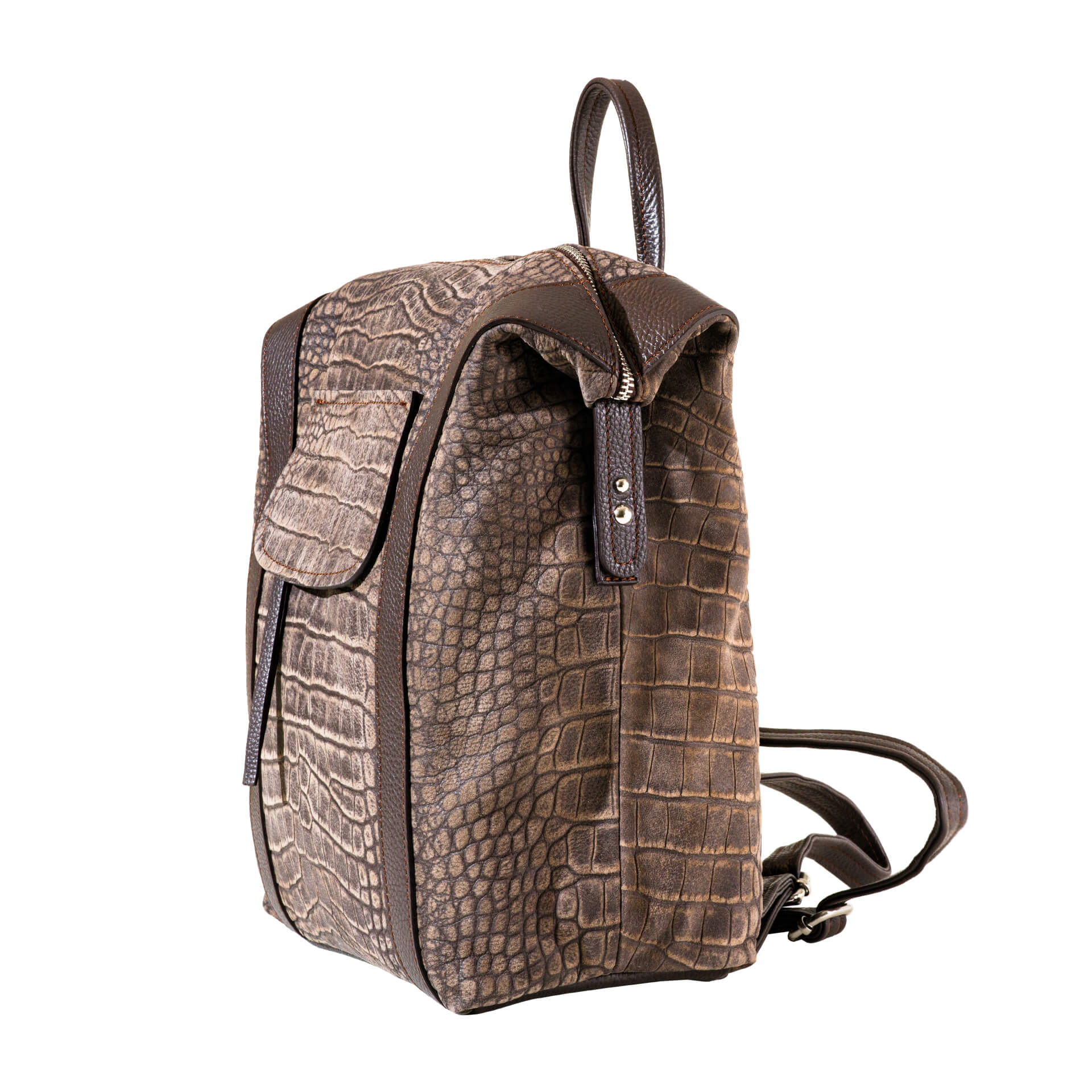 Sac à dos chic effet cuir café pour femme-4