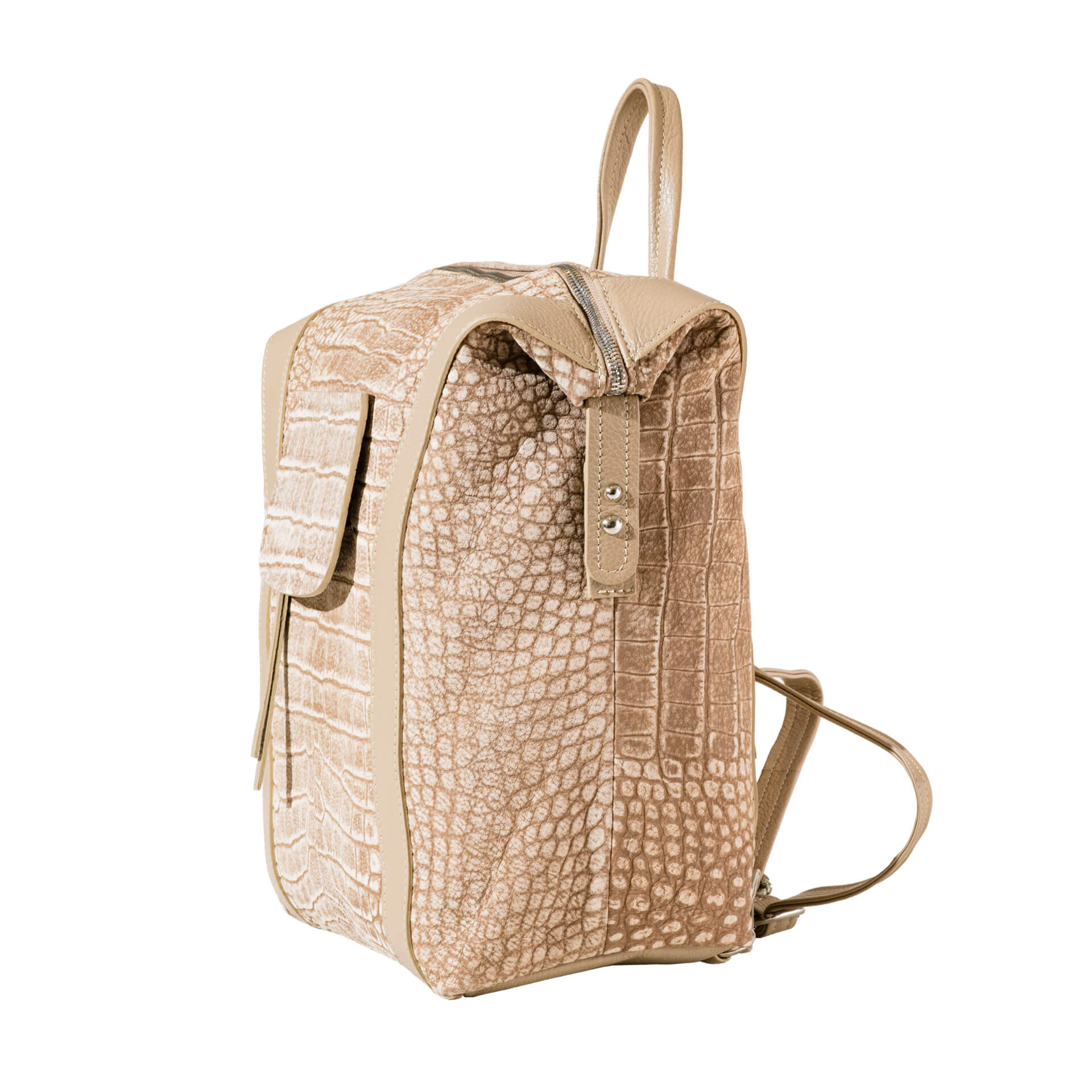 Sac à dos chic effet cuir sable pour femme-2