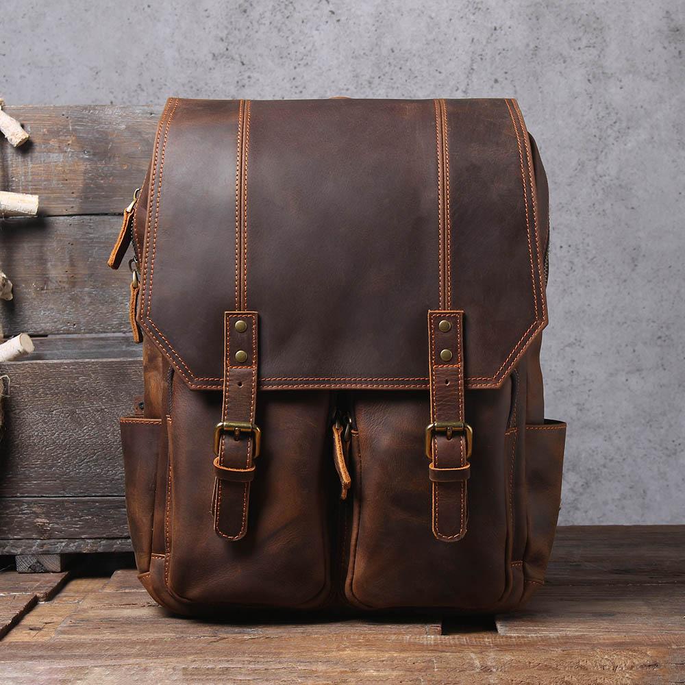 Sac à dos randonnée effet cuir marron-13