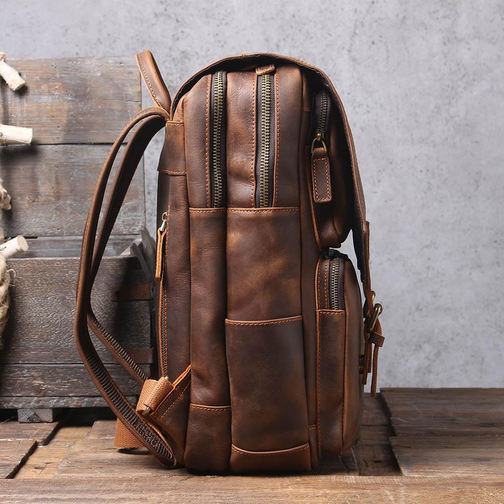 Sac à dos randonnée effet cuir marron-15