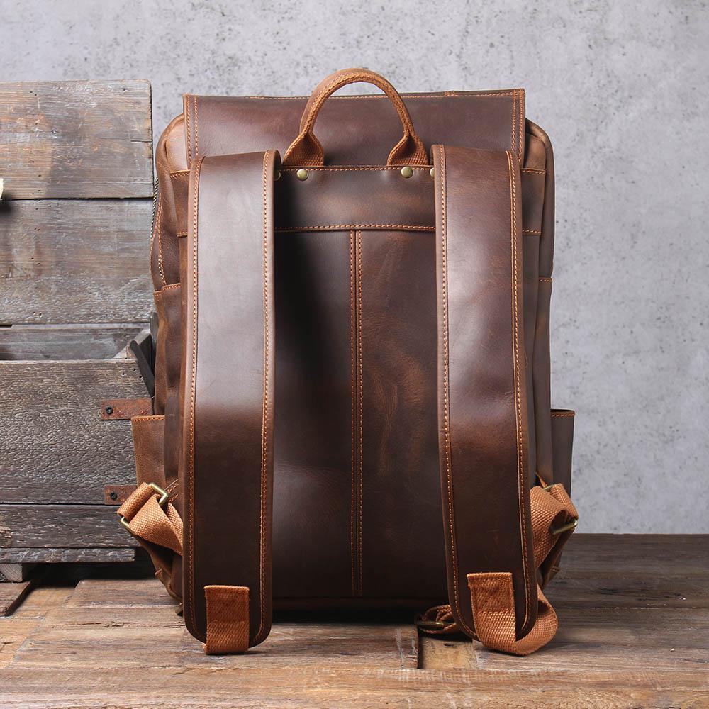 Sac à dos randonnée effet cuir marron-16