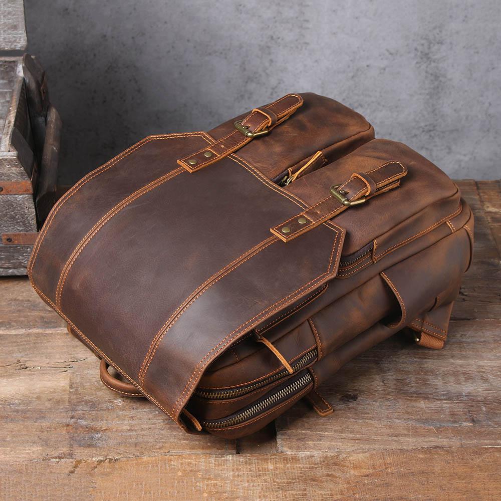 Sac à dos randonnée effet cuir marron-19