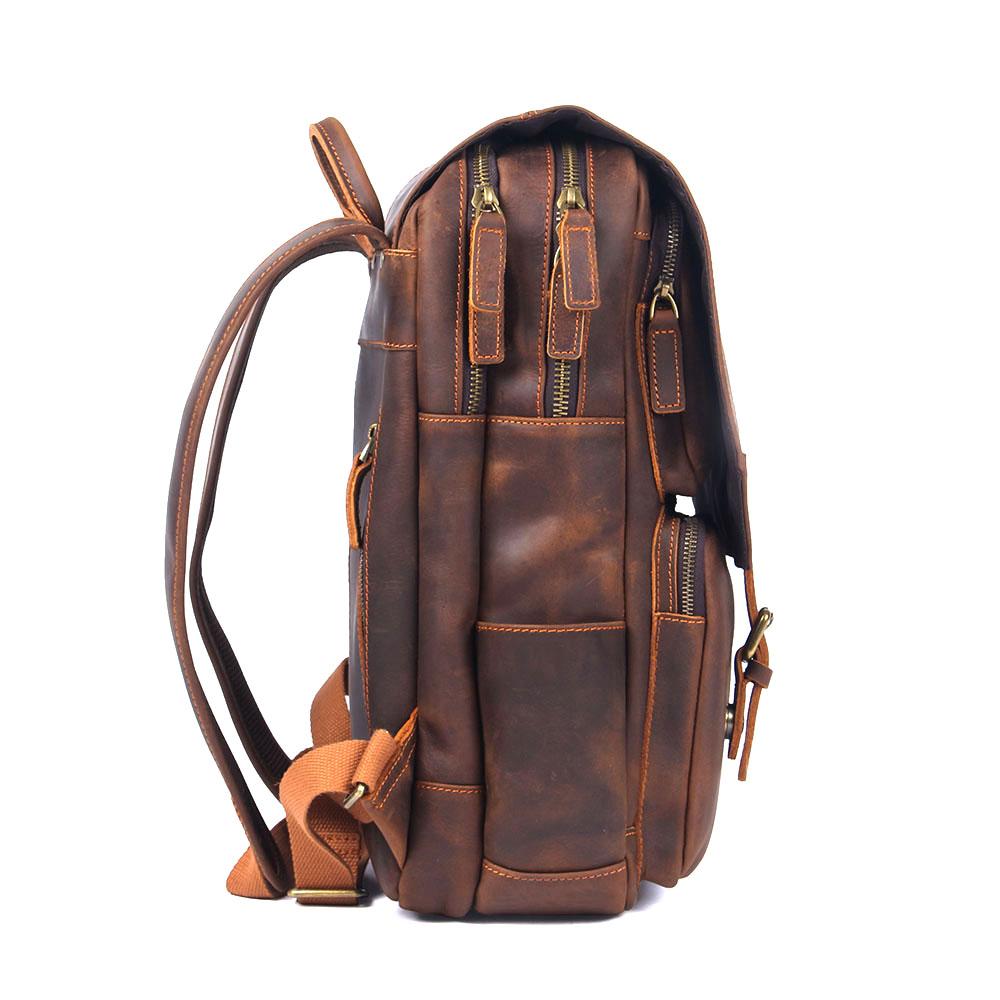 Sac à dos randonnée effet cuir marron-2