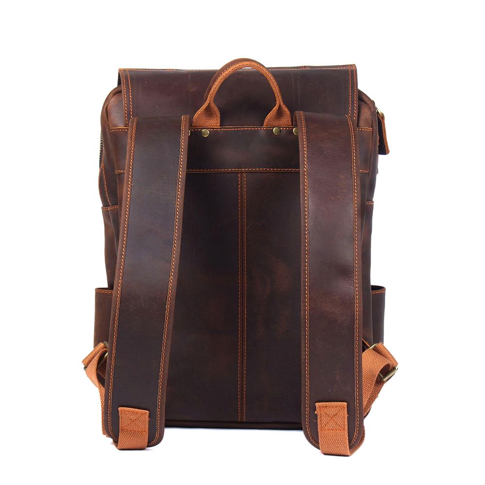 Sac à dos randonnée effet cuir marron-3