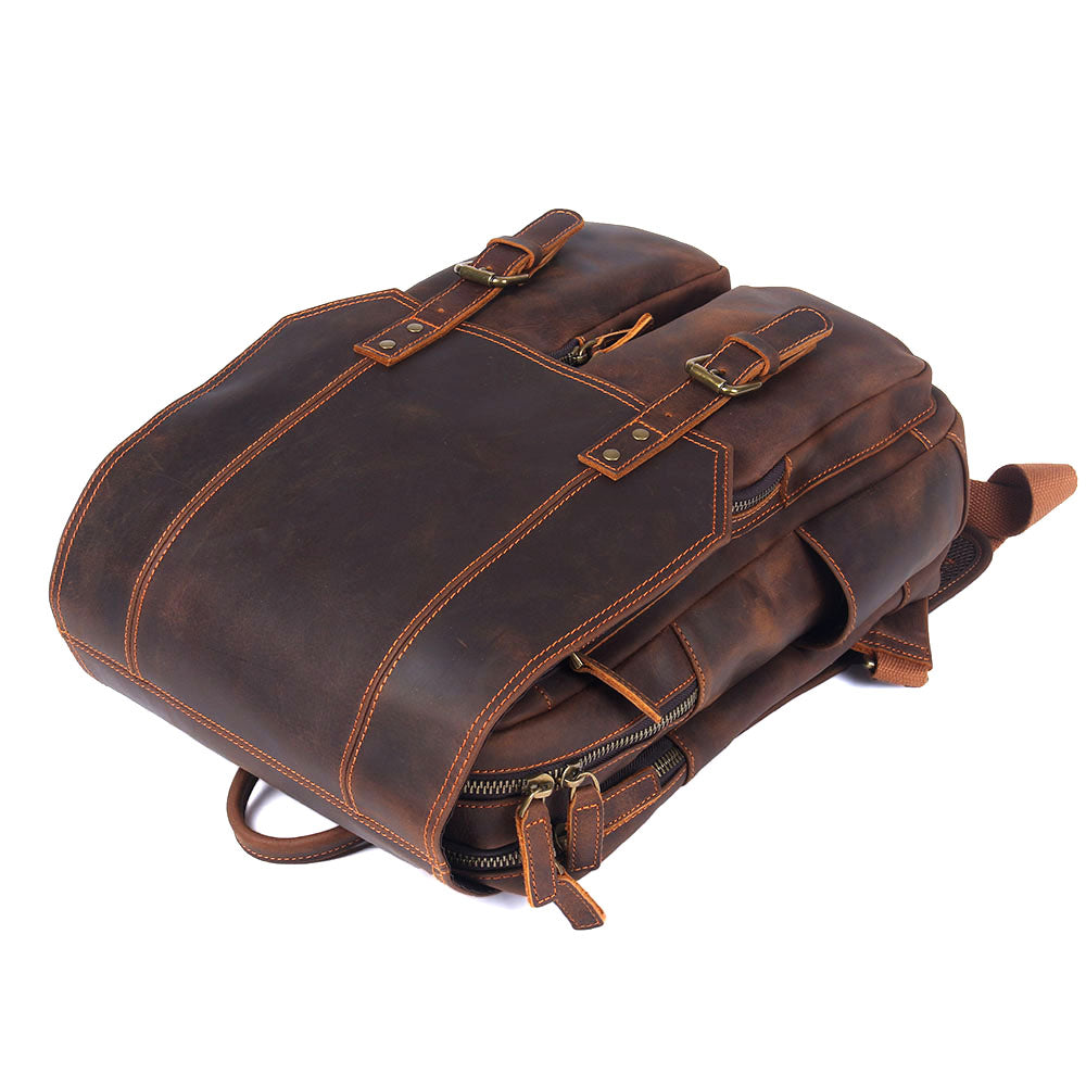 Sac à dos randonnée effet cuir marron-6