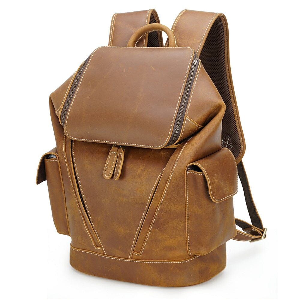 Sac à dos souple effet cuir café-2