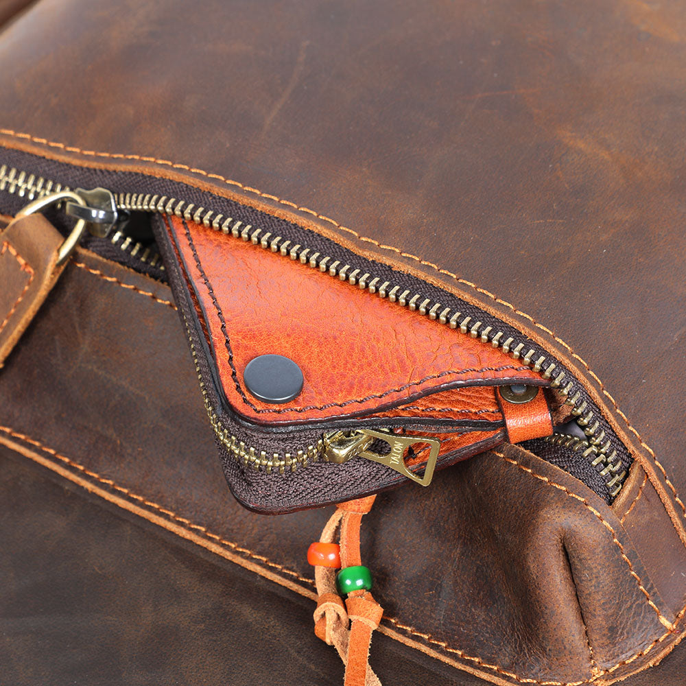 Sac à dos souple effet cuir café pour femme-11