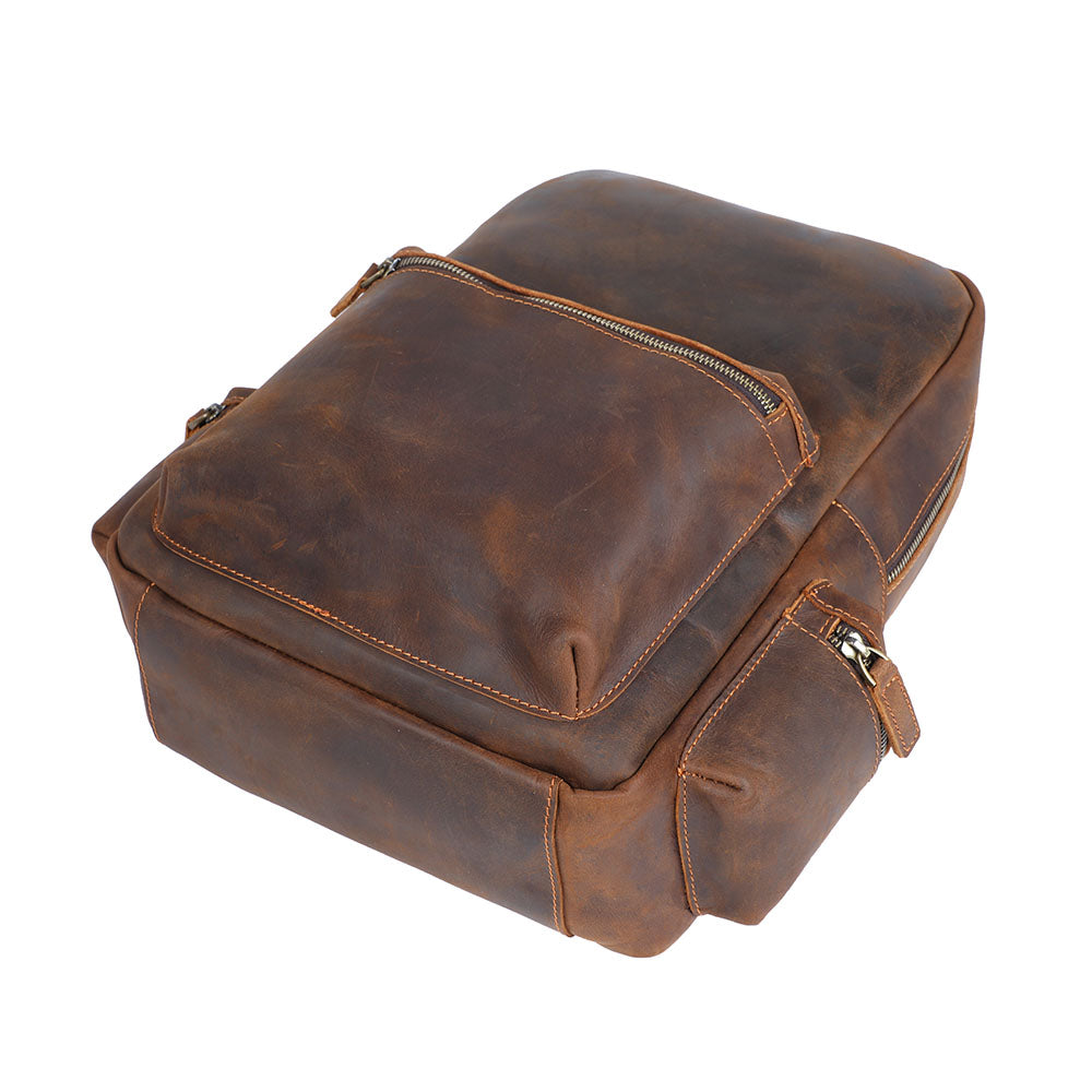 Sac à dos souple effet cuir café pour femme-6
