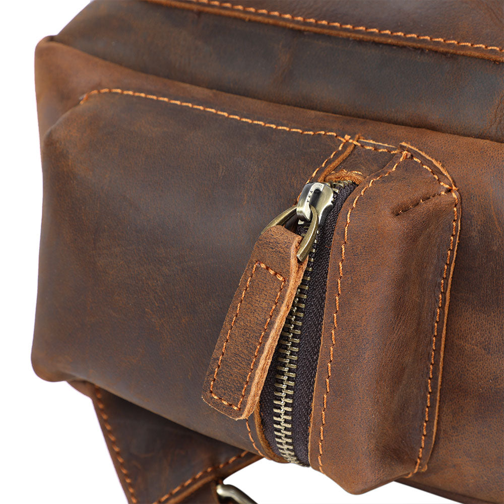 Sac à dos souple effet cuir café pour femme-9