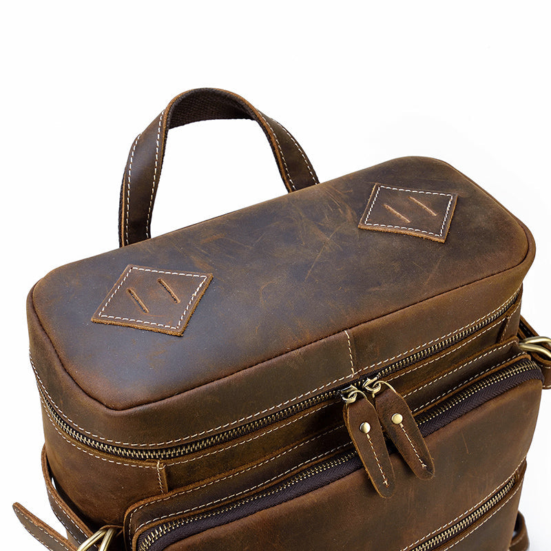 Sac à dos urbain effet cuir marron-14
