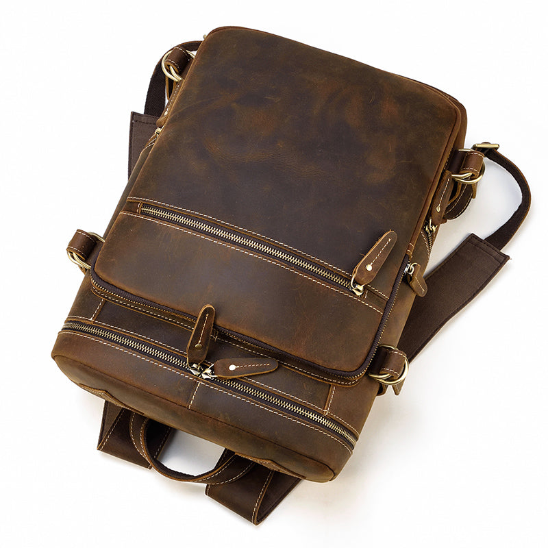 Sac à dos urbain effet cuir marron-6
