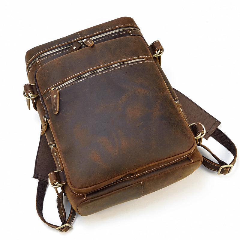 Sac à dos urbain effet cuir marron-7