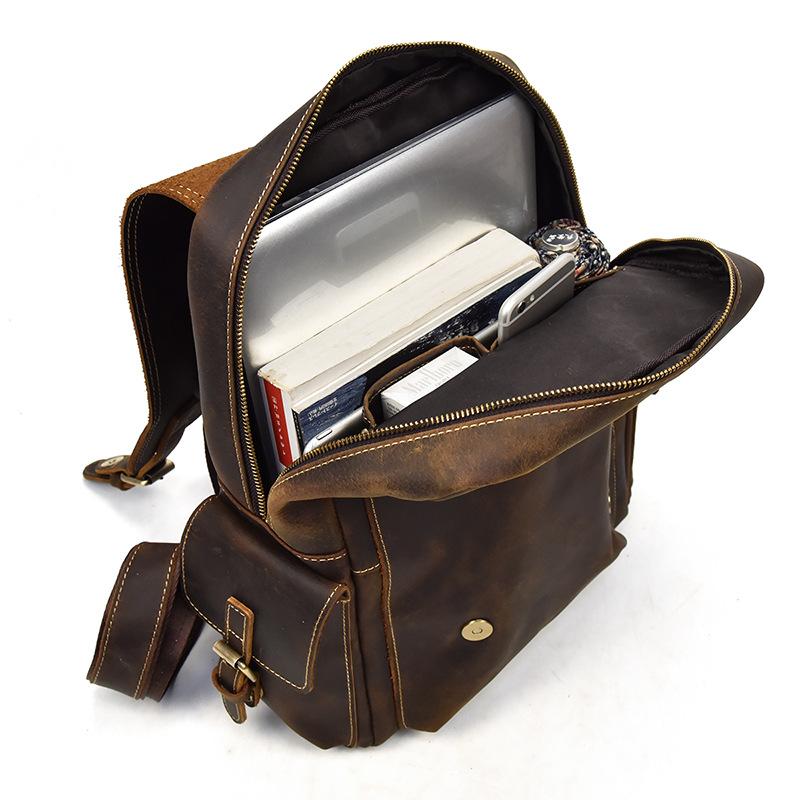 Sac à dos vintage effet cuir marron pour femme-10