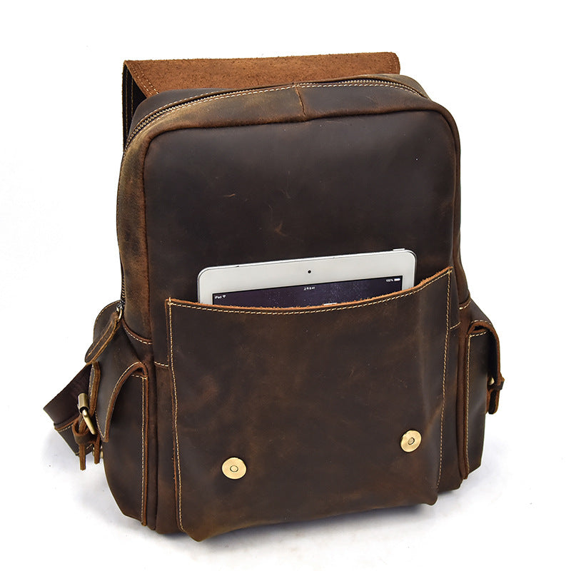 Sac à dos vintage effet cuir marron pour femme-11