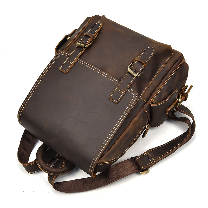 Sac à dos vintage effet cuir marron pour femme-5