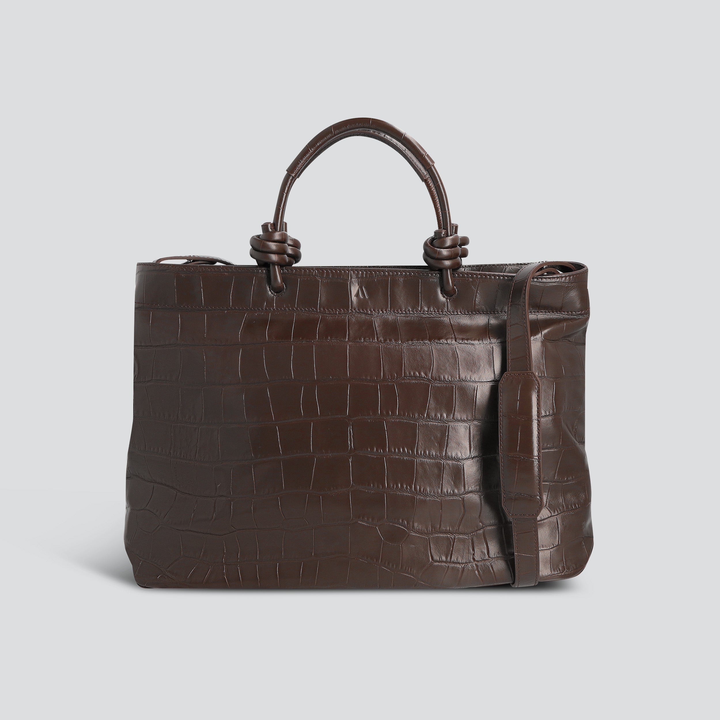 Sac à main effet croco espresso pour femme-1