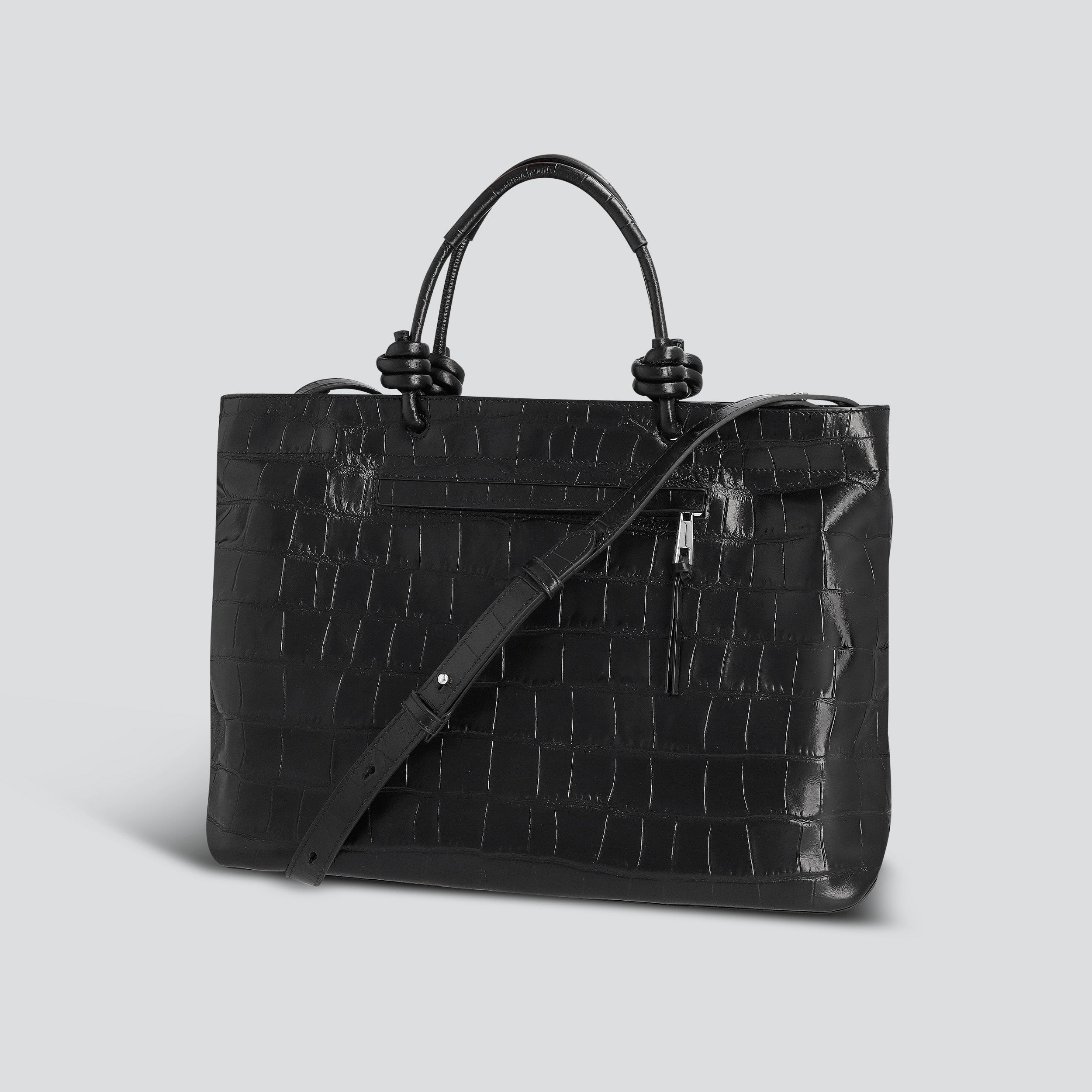 Sac à main effet croco noir pour femme-3