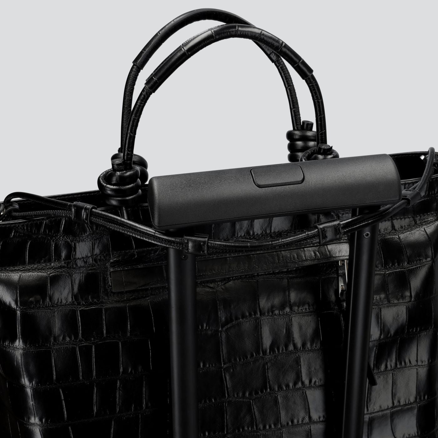 Sac à main effet croco noir pour femme-4