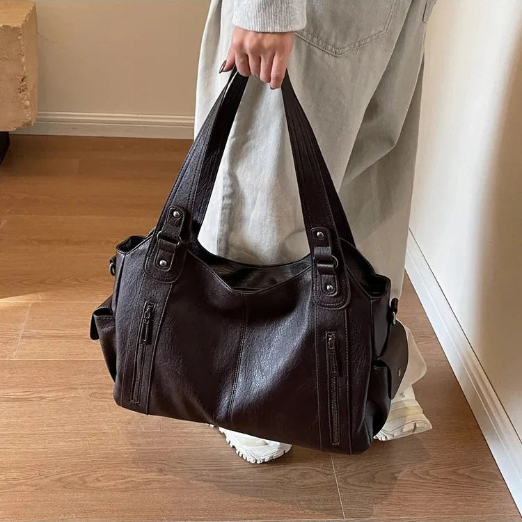 Sac bandoulière zippé effet cuir pour femme-20