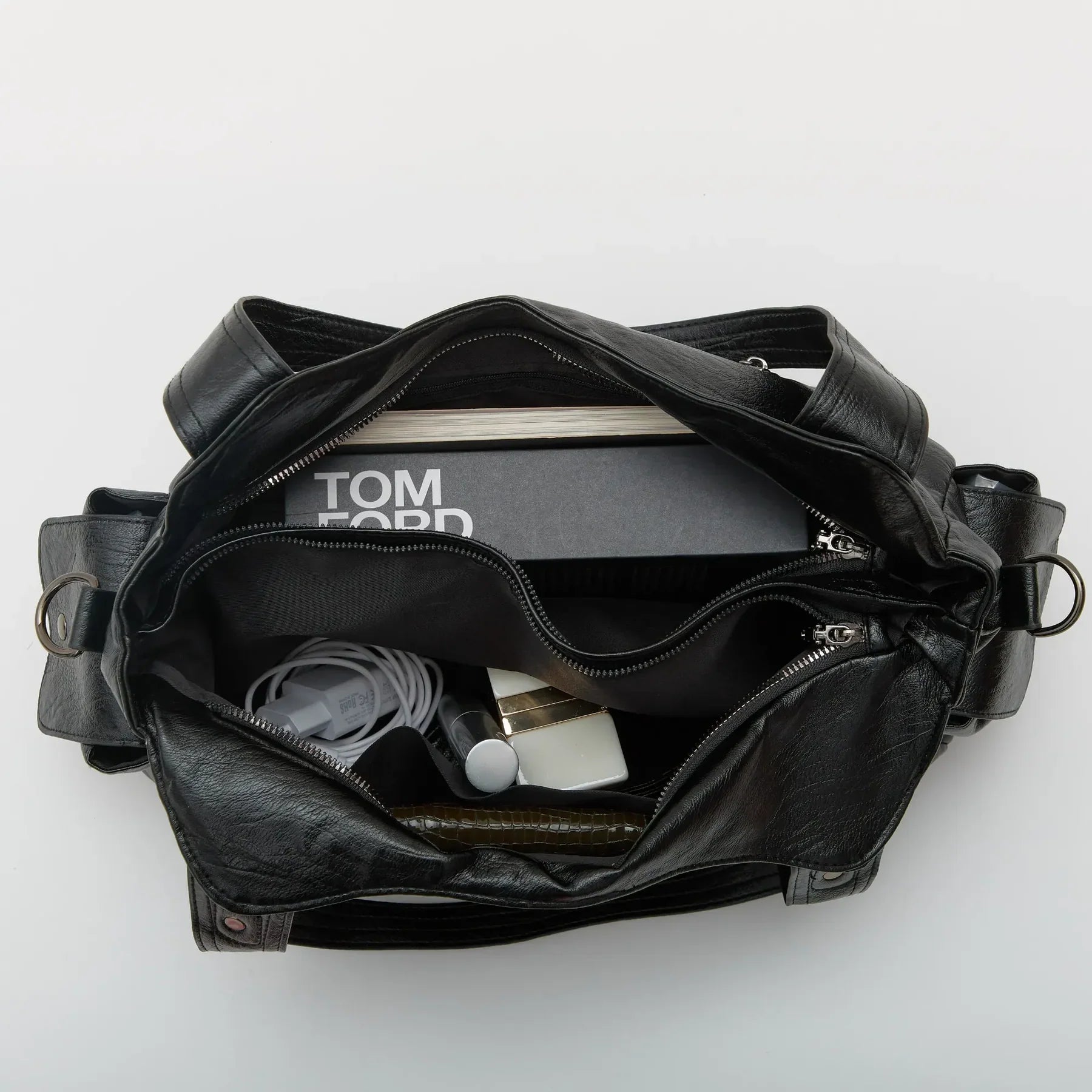 Sac bandoulière zippé effet cuir pour femme-3