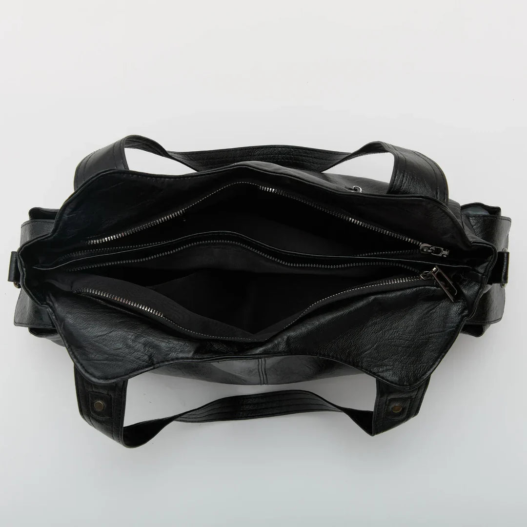 Sac bandoulière zippé effet cuir pour femme-4