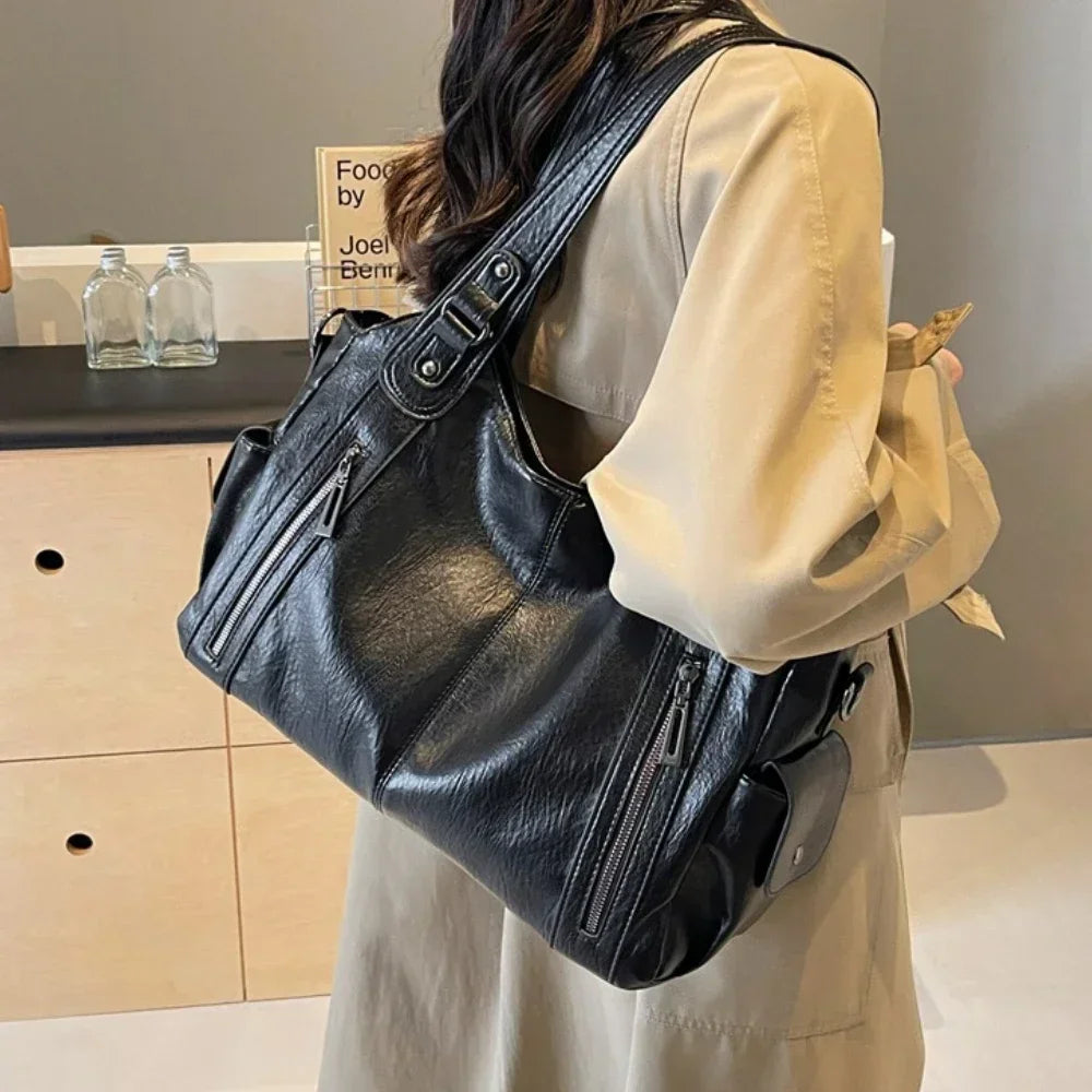 Sac bandoulière zippé effet cuir pour femme-9