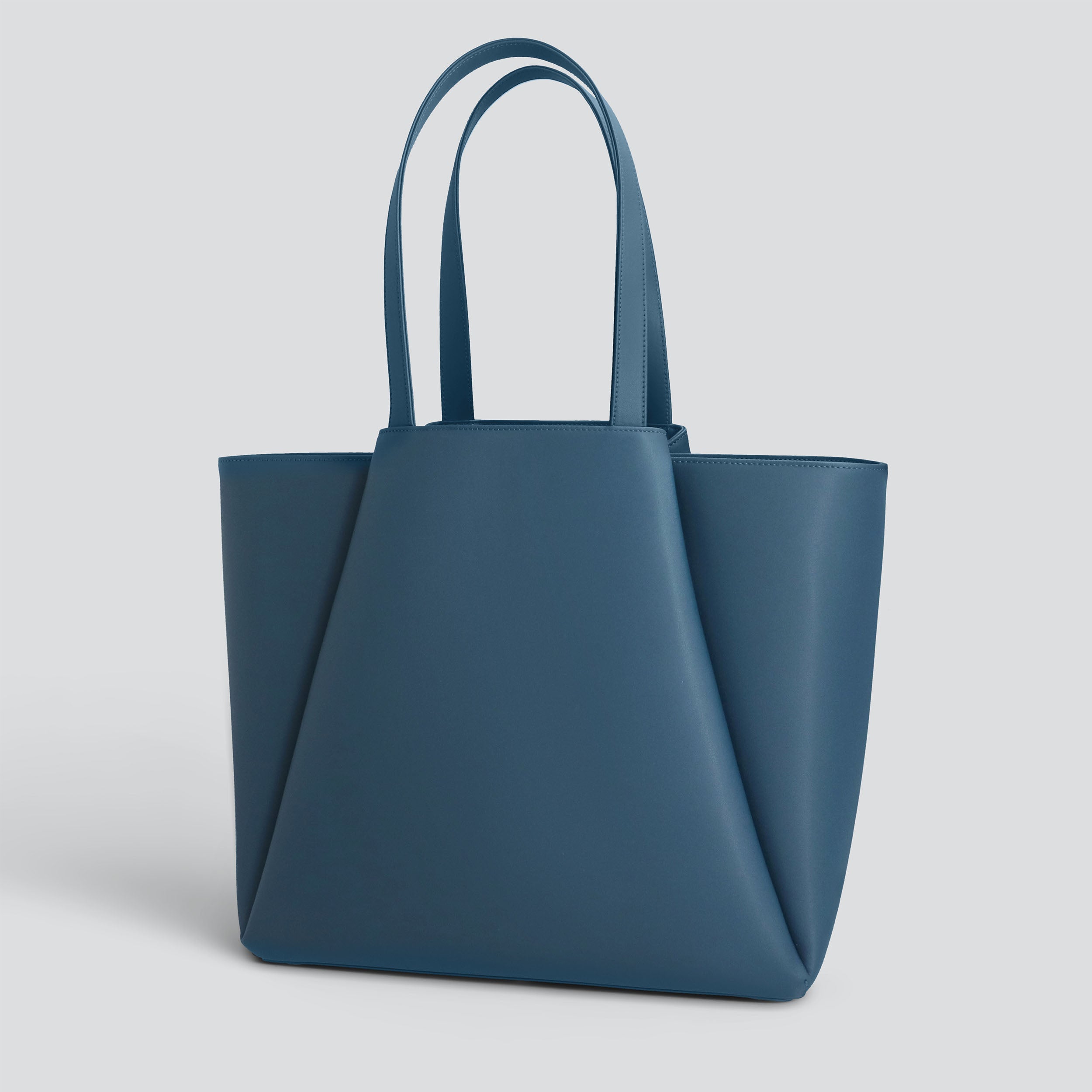 Sac cabas ordinateur effet cuir bleu canard pour femme-3