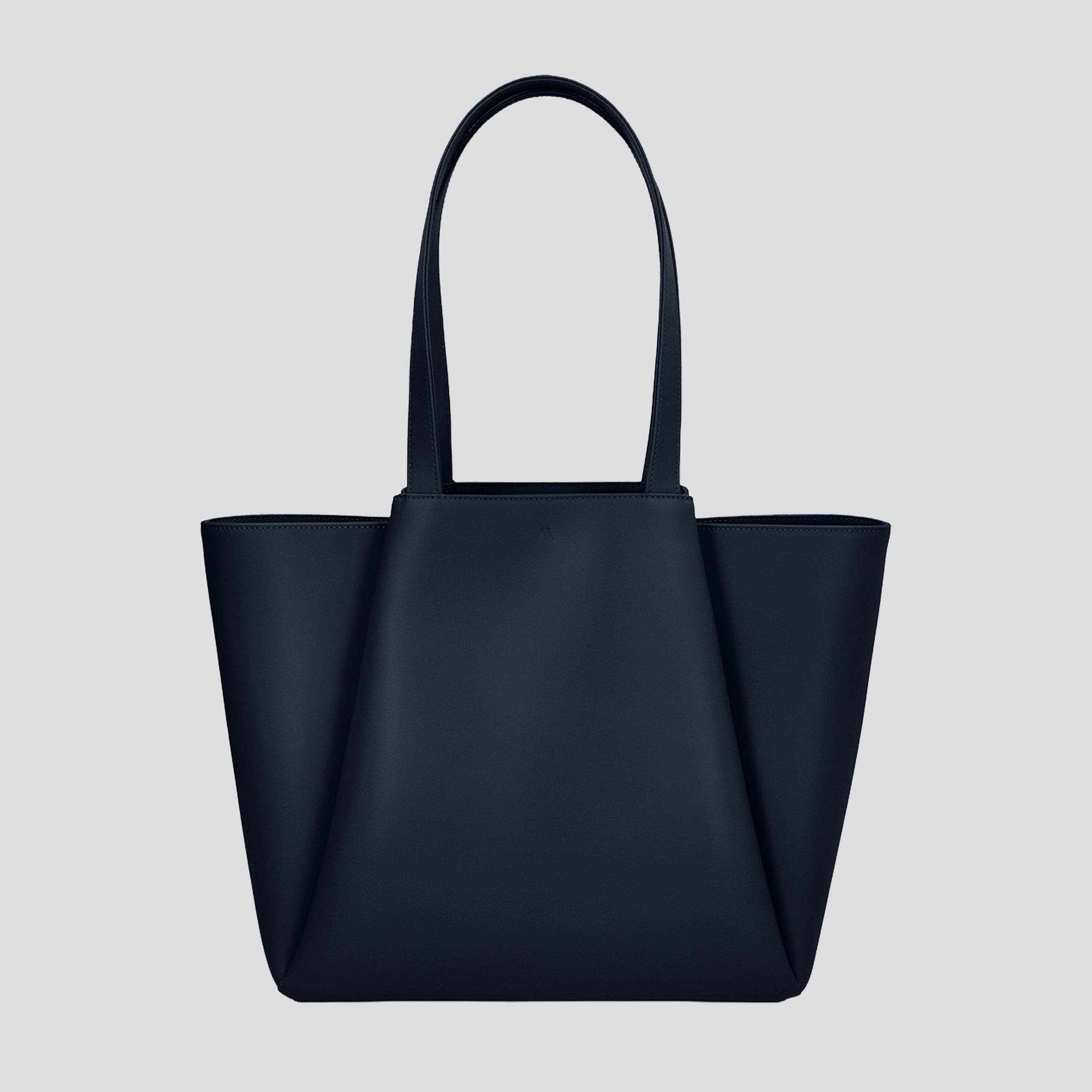 Sac cabas ordinateur effet cuir bleu nuit pour femme-1