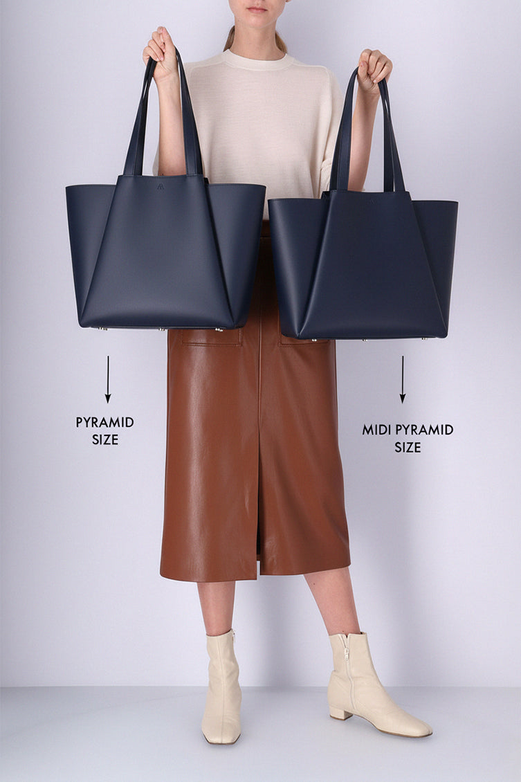 Sac cabas ordinateur effet cuir bleu nuit pour femme-4
