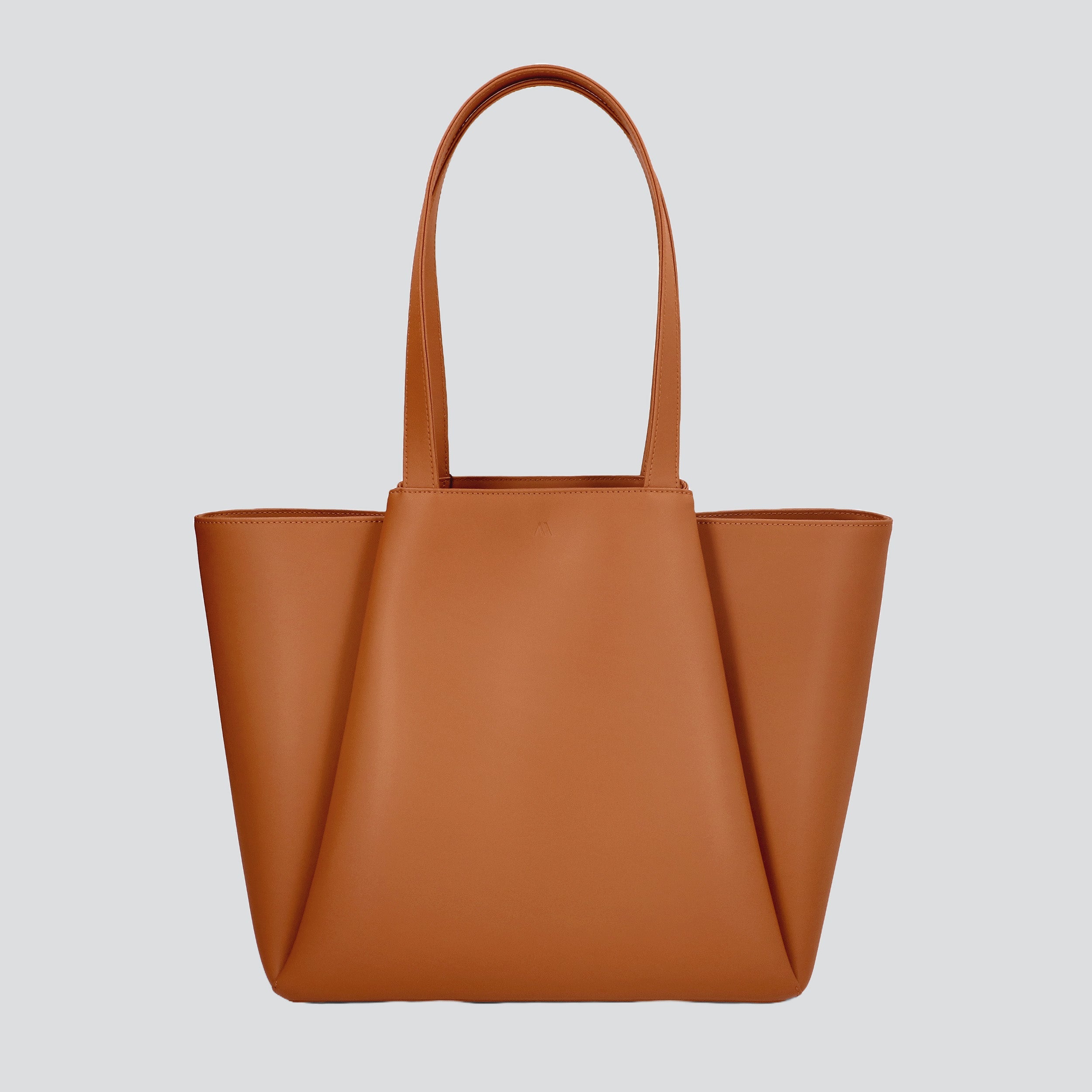 Sac cabas ordinateur effet cuir cognac pour femme-1
