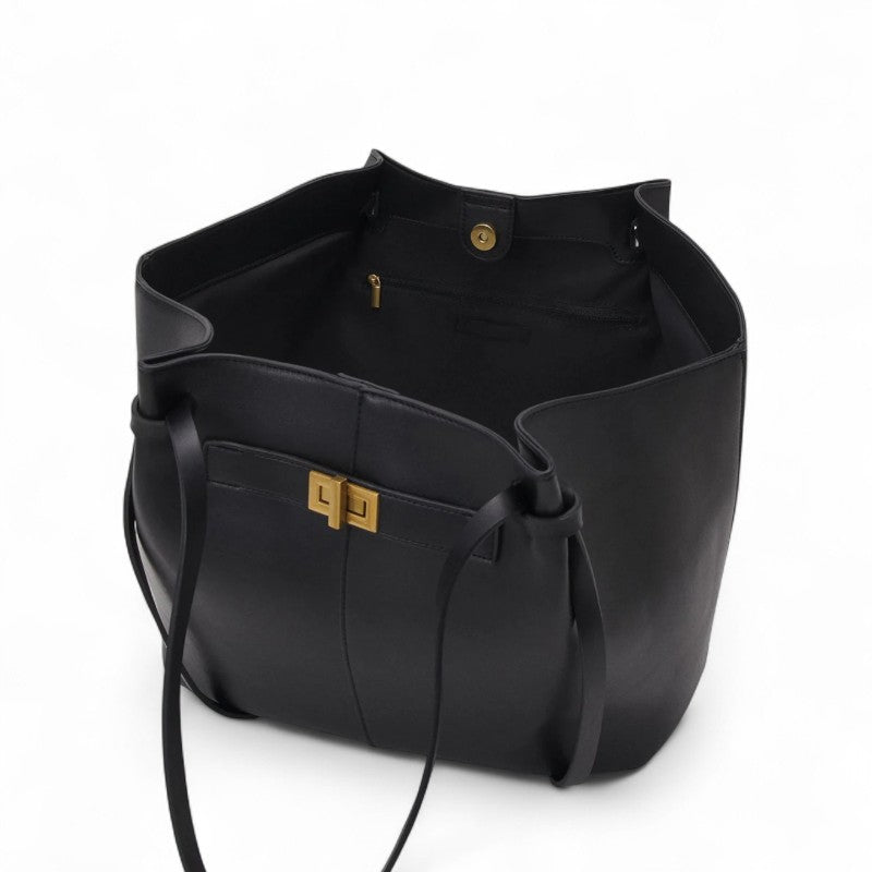 Sac de cours effet cuir grande capacité pour femme-3