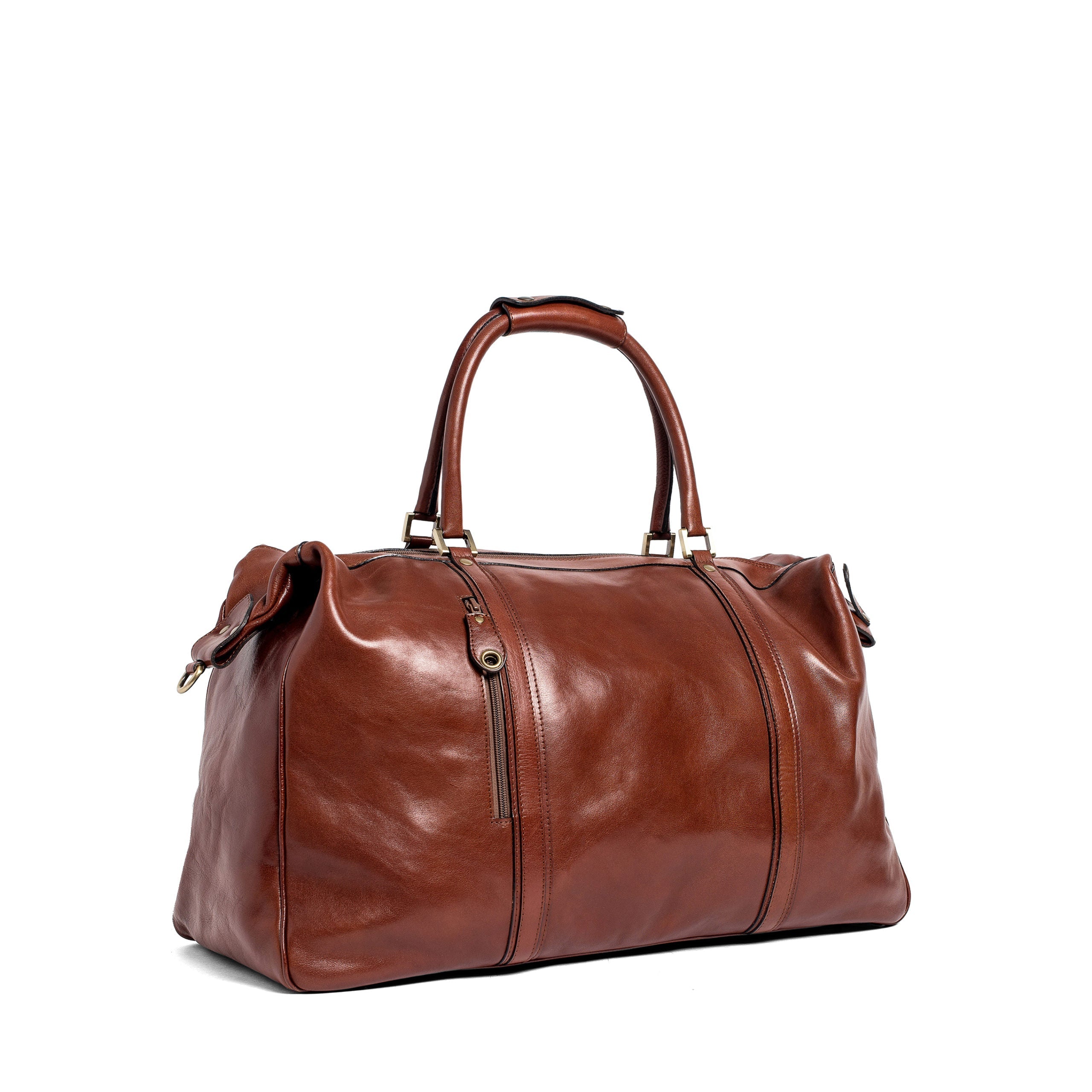 Sac de voyage effet cuir cognac grande capacité-2