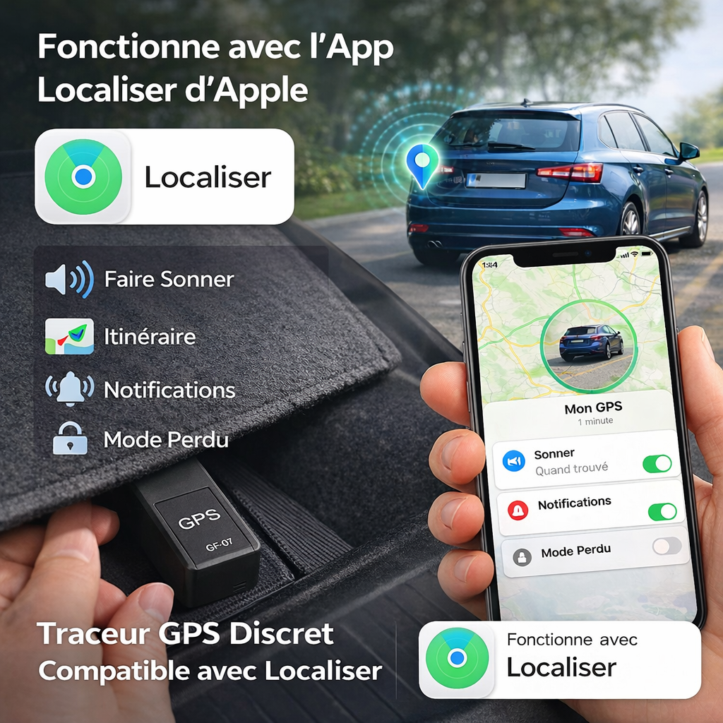 Traceur GPS Compact pour Voiture sans Frais d'Abonnement