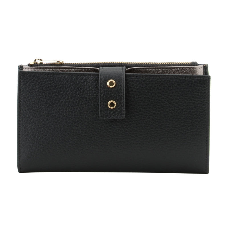Grand porte-monnaie effet cuir noir pour femme-1