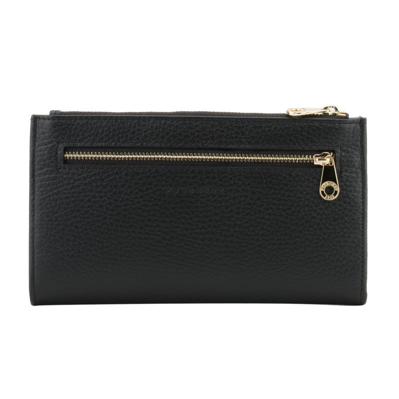Grand porte-monnaie effet cuir noir pour femme-2