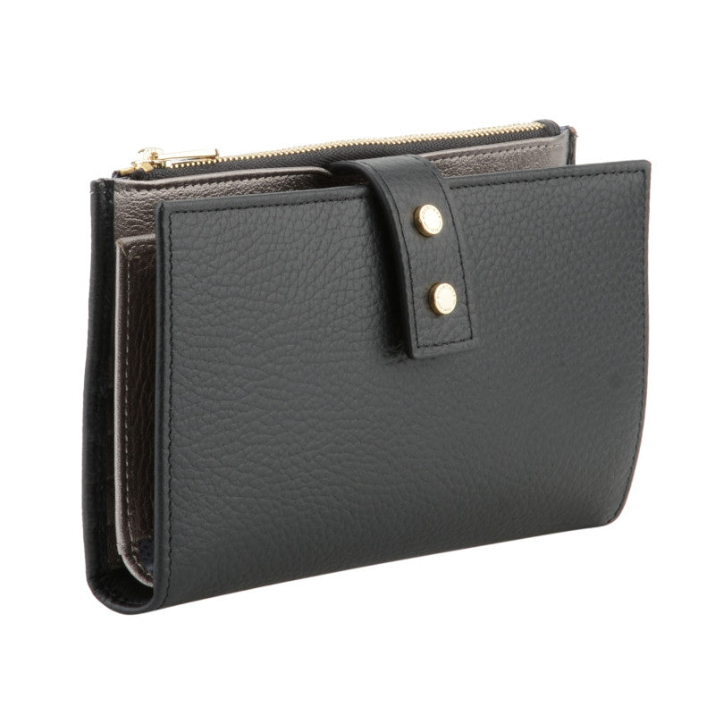 Grand porte-monnaie effet cuir noir pour femme-3