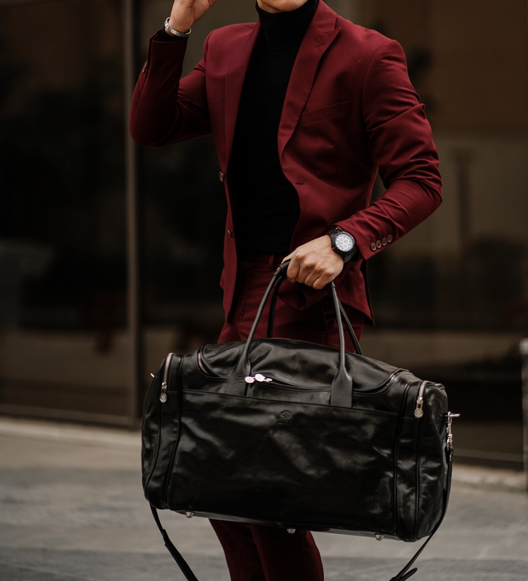 Grand sac de voyage effet cuir italien-11