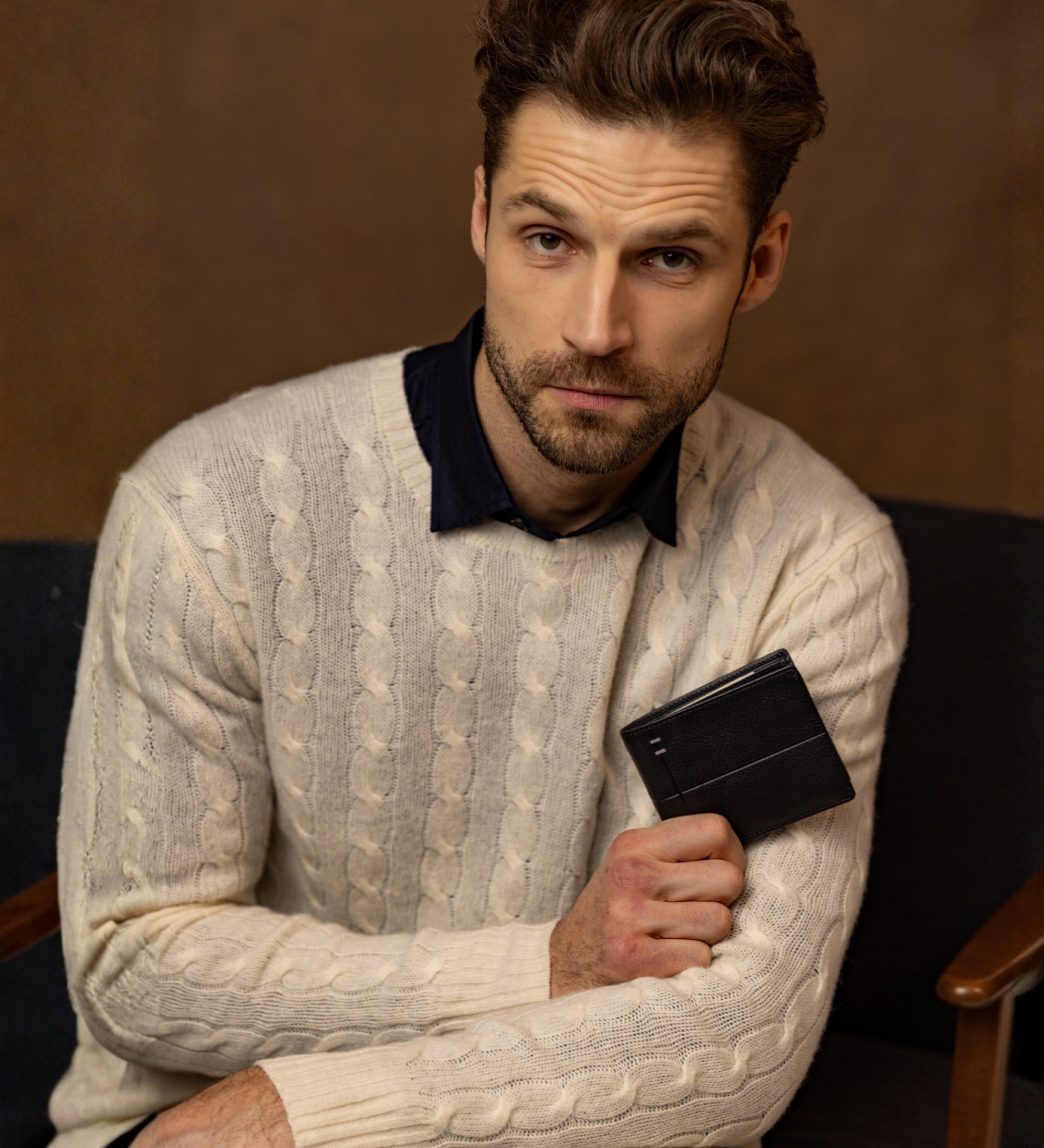 Portefeuille pliant effet cuir grainé pour homme-11