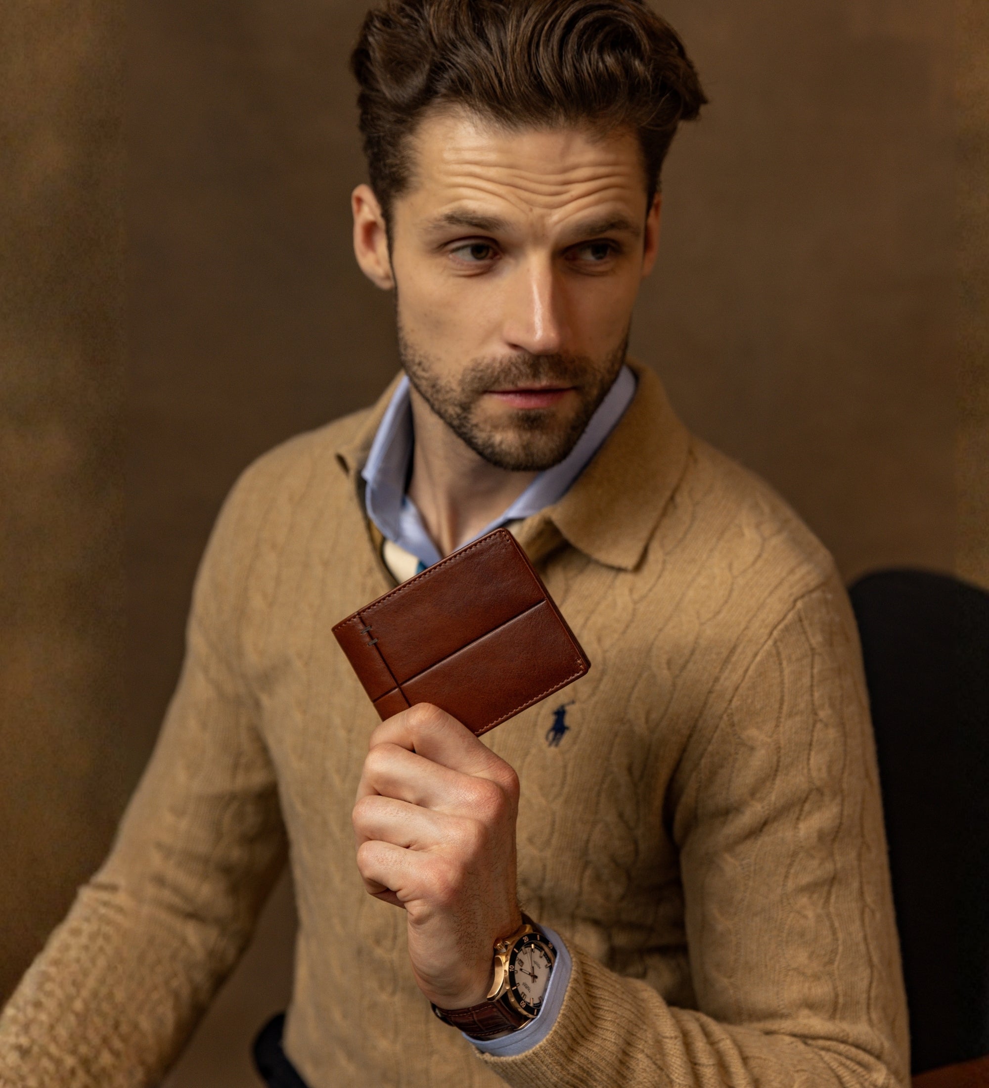 Portefeuille pliant effet cuir grainé pour homme-21