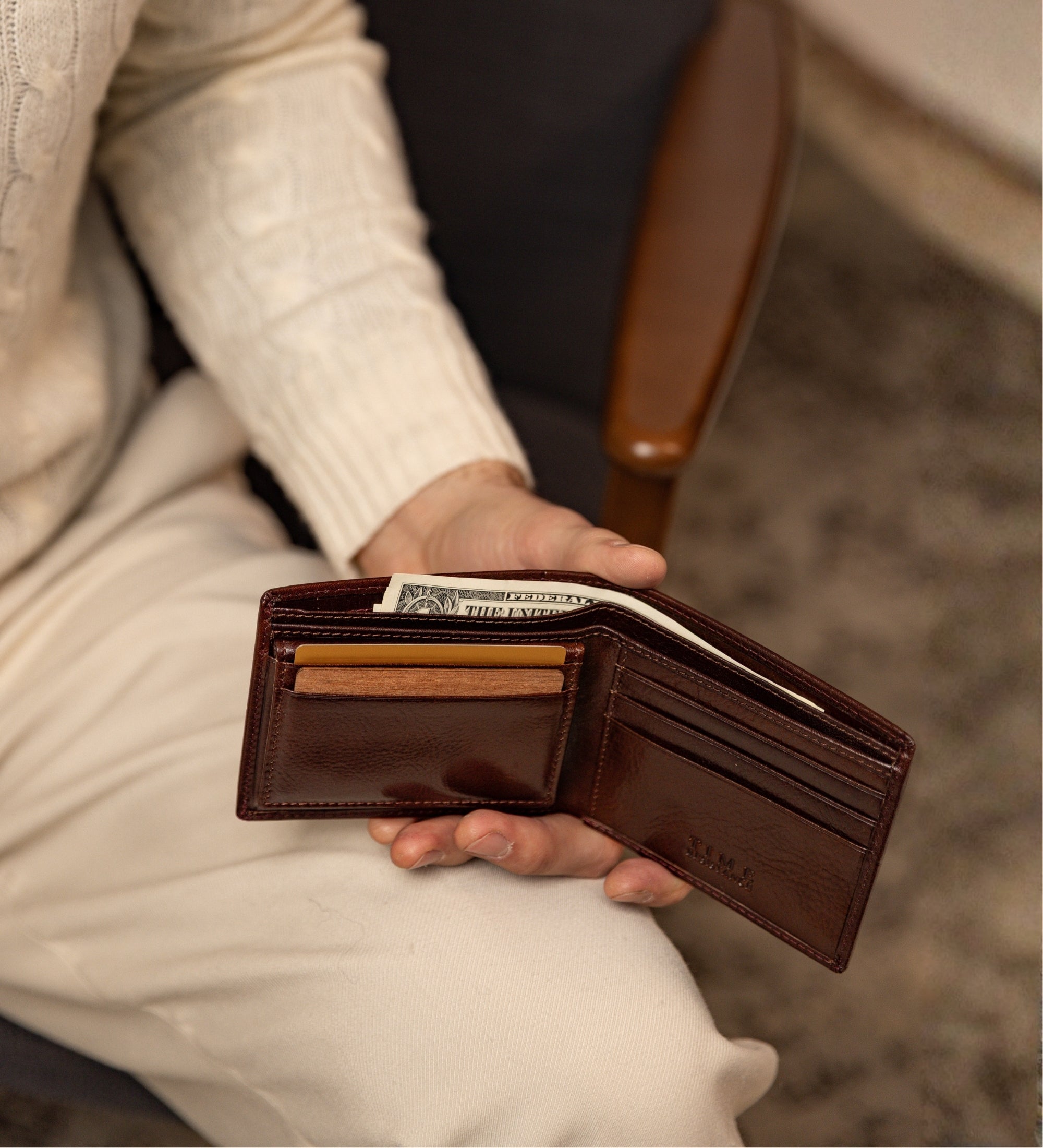 Portefeuille pliant effet cuir grainé pour homme-3