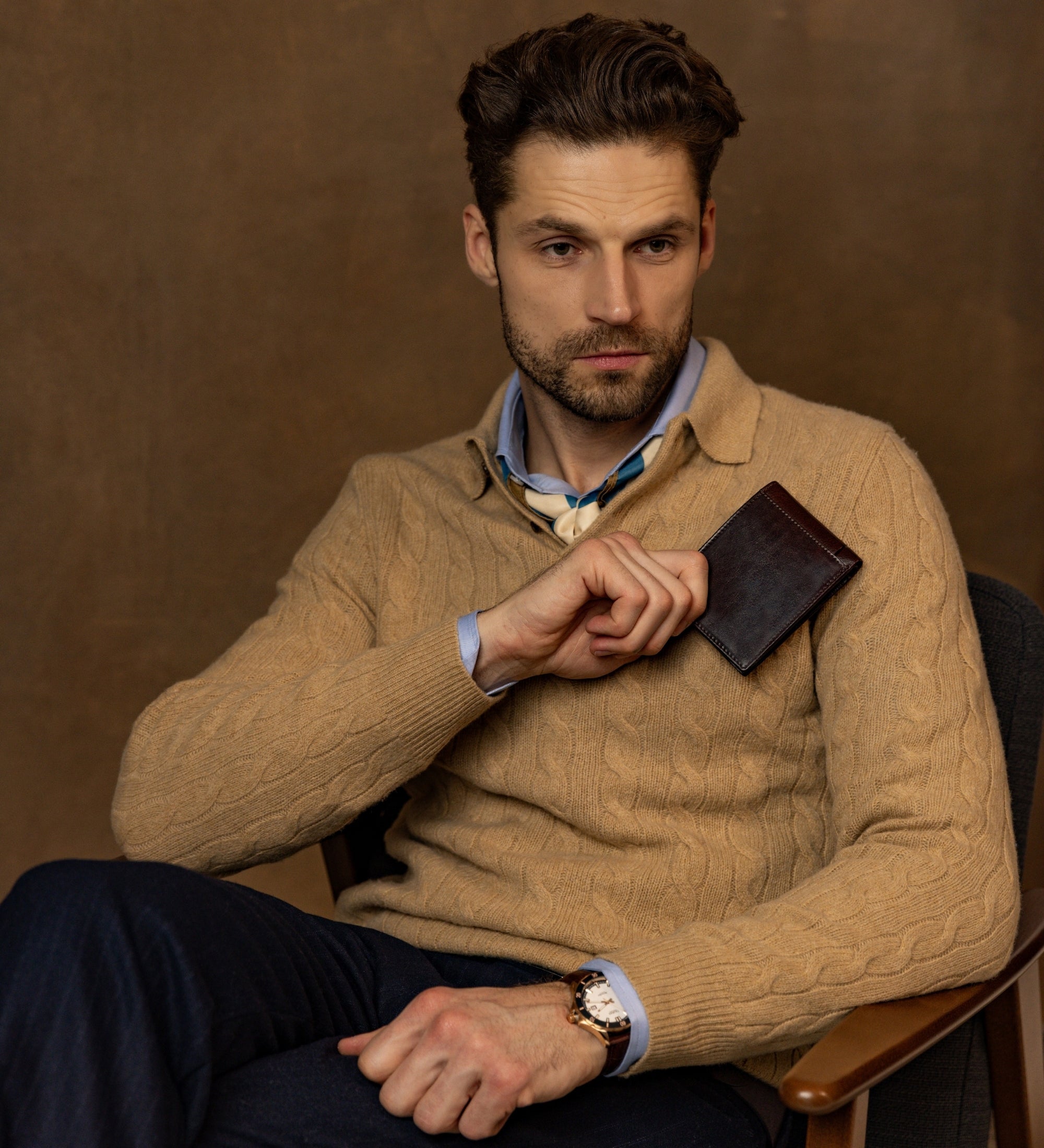 Portefeuille pliant effet cuir vintage pour homme-2